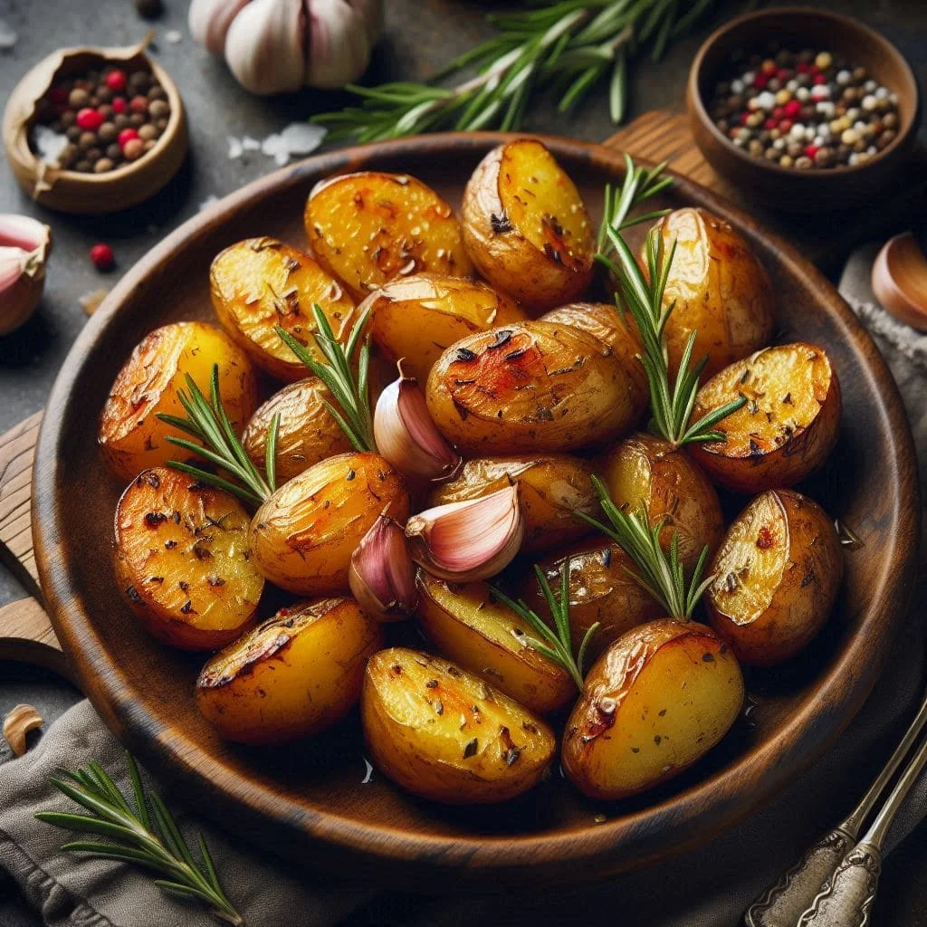 Batatas Rústicas Assadas com Alecrim e Alho