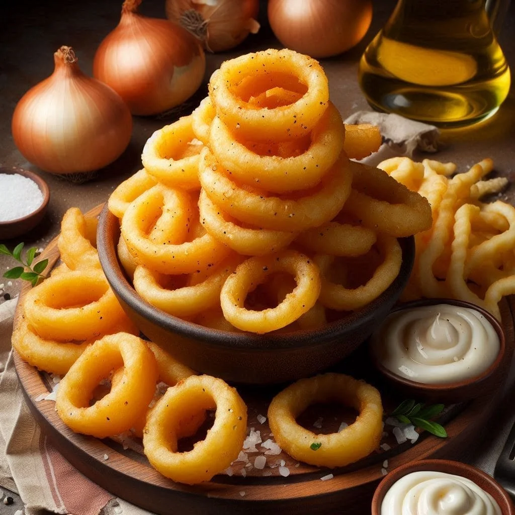 Onion Rings Recheadas com Queijo Cheddar e Ervas